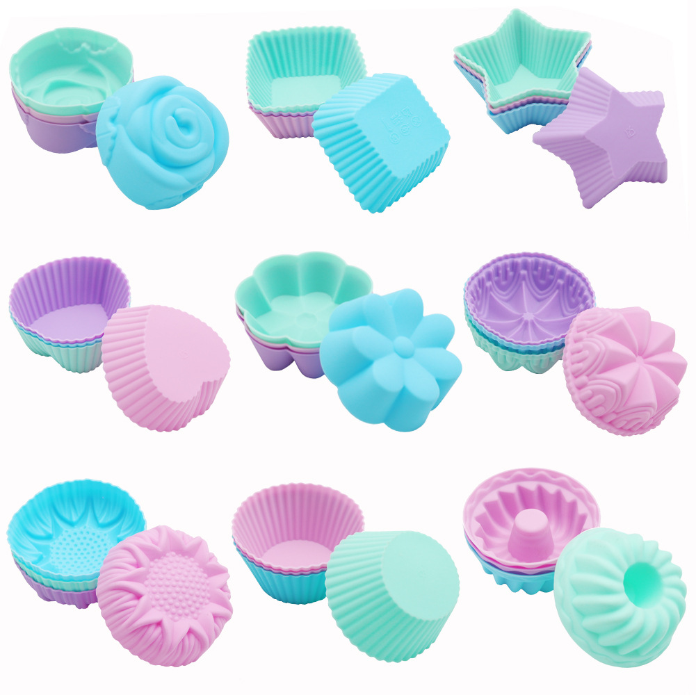 Assorted Silicone Cupcake Molds – Reusable Colorful Baking Cups in Fun Shapes