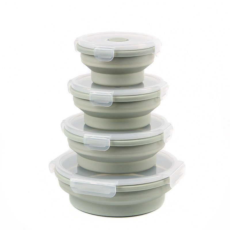 Collapsible Silicone Food Bowl Set – 3-Pack Round Airtight Lunch Containers with Vent Lids