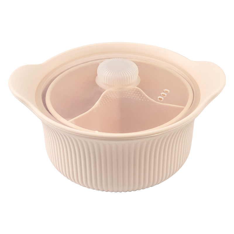 Silicone Steamer Pot with Lid – 3-Compartment Divider Design for Healthy Cooking