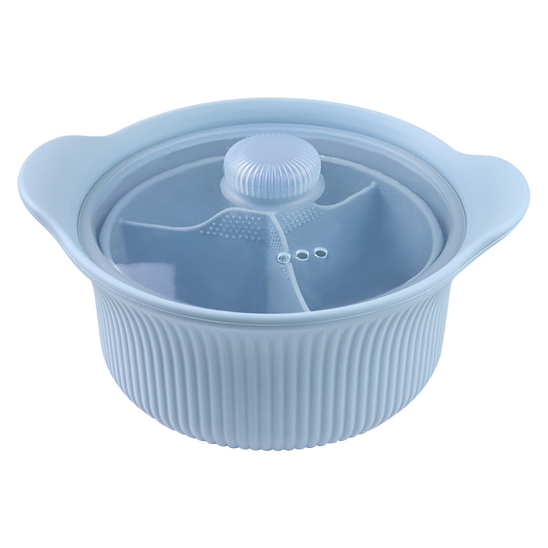 Silicone Steamer Pot with Lid – 3-Compartment Divider Design for Healthy Cooking