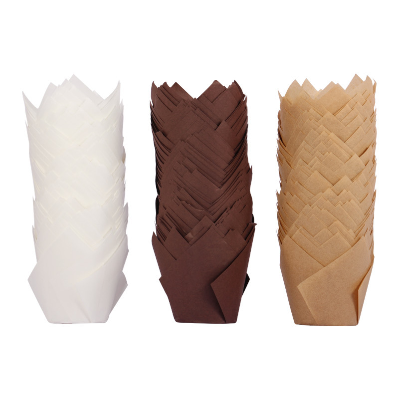 Tulip Cupcake Liners – 200pcs Muffin Baking Cups in Brown, Kraft & White