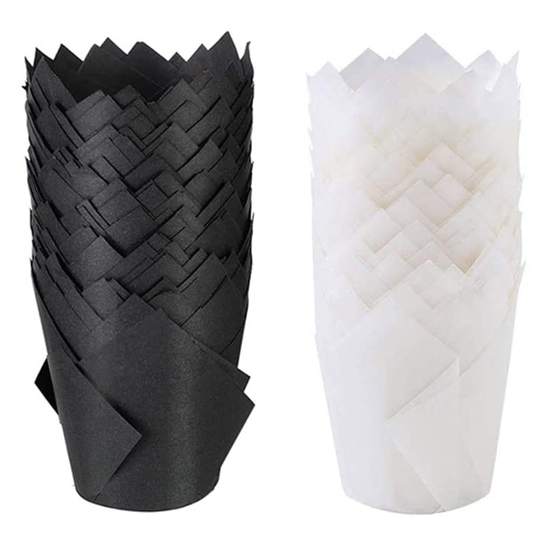 Tulip Cupcake Liners – 200pcs Muffin Baking Cups in Brown, Kraft & White