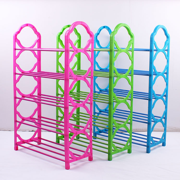 Multicolor Plastic Shoe Rack – 5-Tier Lightweight Storage Organizer for Entryway, Closet, or Dorm Room