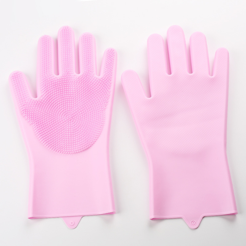 Silicone Dishwashing Gloves with Scrubber – Heat-Resistant Cleaning Gloves for Kitchen, Car, Pet & More