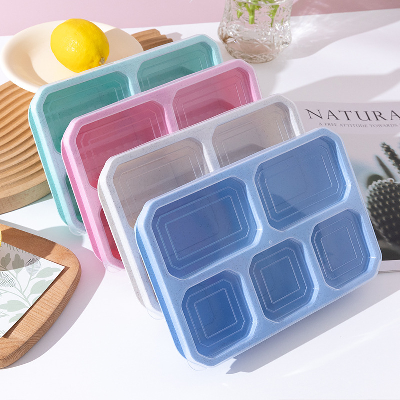 3-Compartment Snack Storage Container – Stackable Plastic Bento Lunch Box Set with Lids