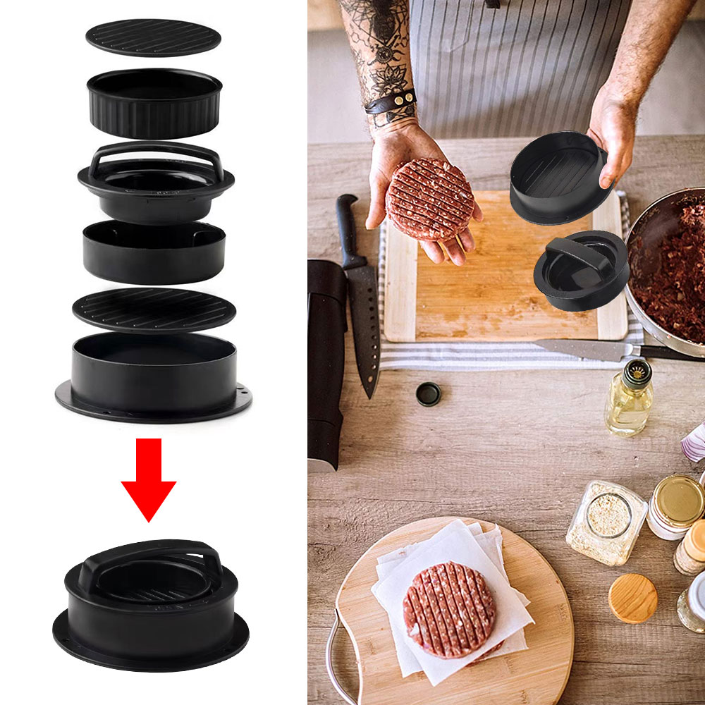 Burger Meat Press - Heavy Duty Patty Maker with Handle (Black)