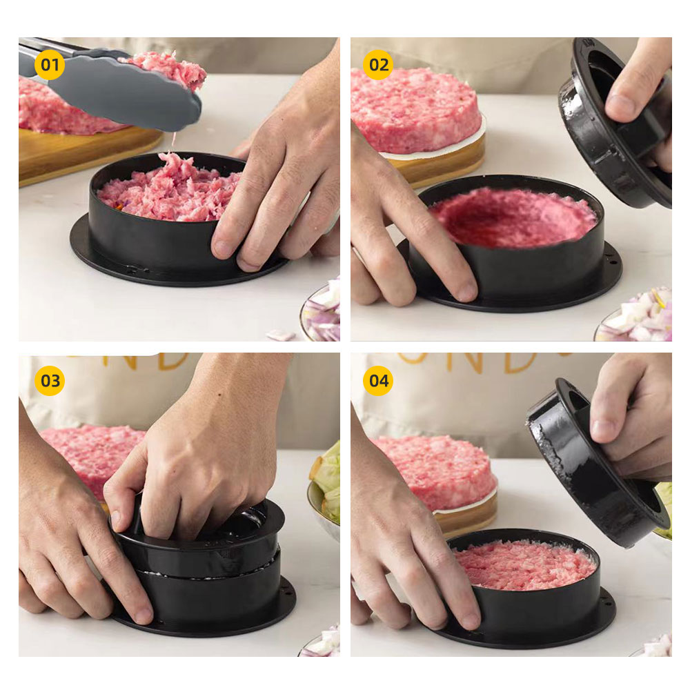 Burger Meat Press - Heavy Duty Patty Maker with Handle (Black)