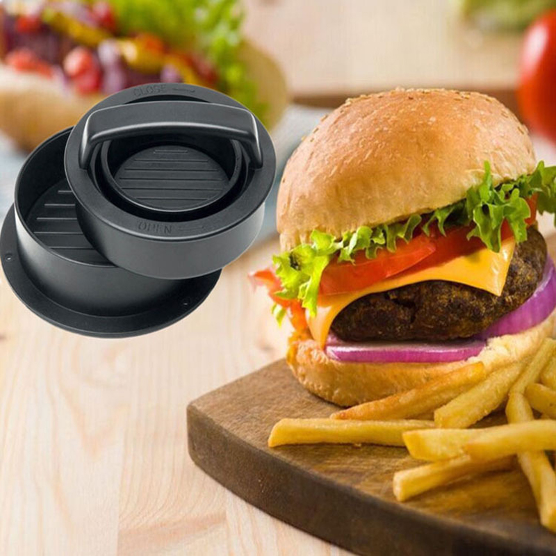 Burger Meat Press - Heavy Duty Patty Maker with Handle (Black)