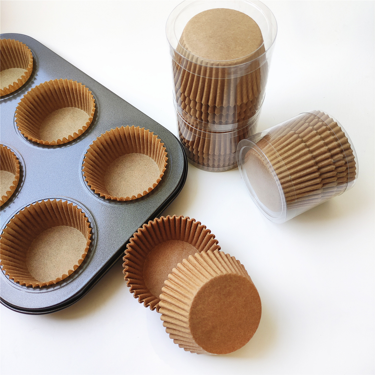 Natural Brown Greaseproof Muffin Baking Cups – 200 Pack, Eco-Friendly, Disposable Cupcake Liners