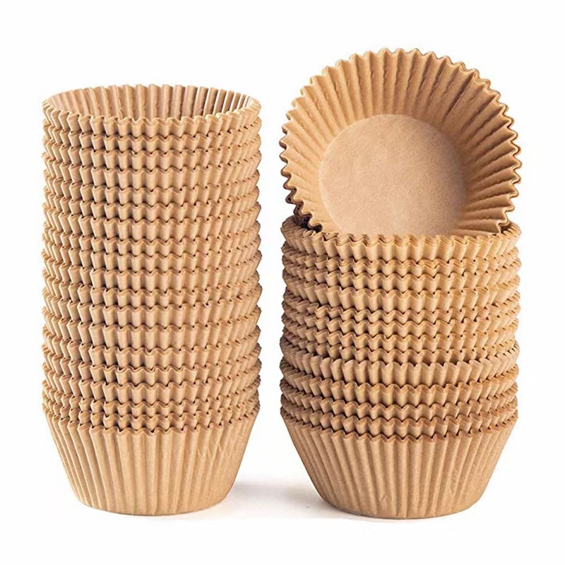 Natural Brown Greaseproof Muffin Baking Cups – 200 Pack, Eco-Friendly, Disposable Cupcake Liners