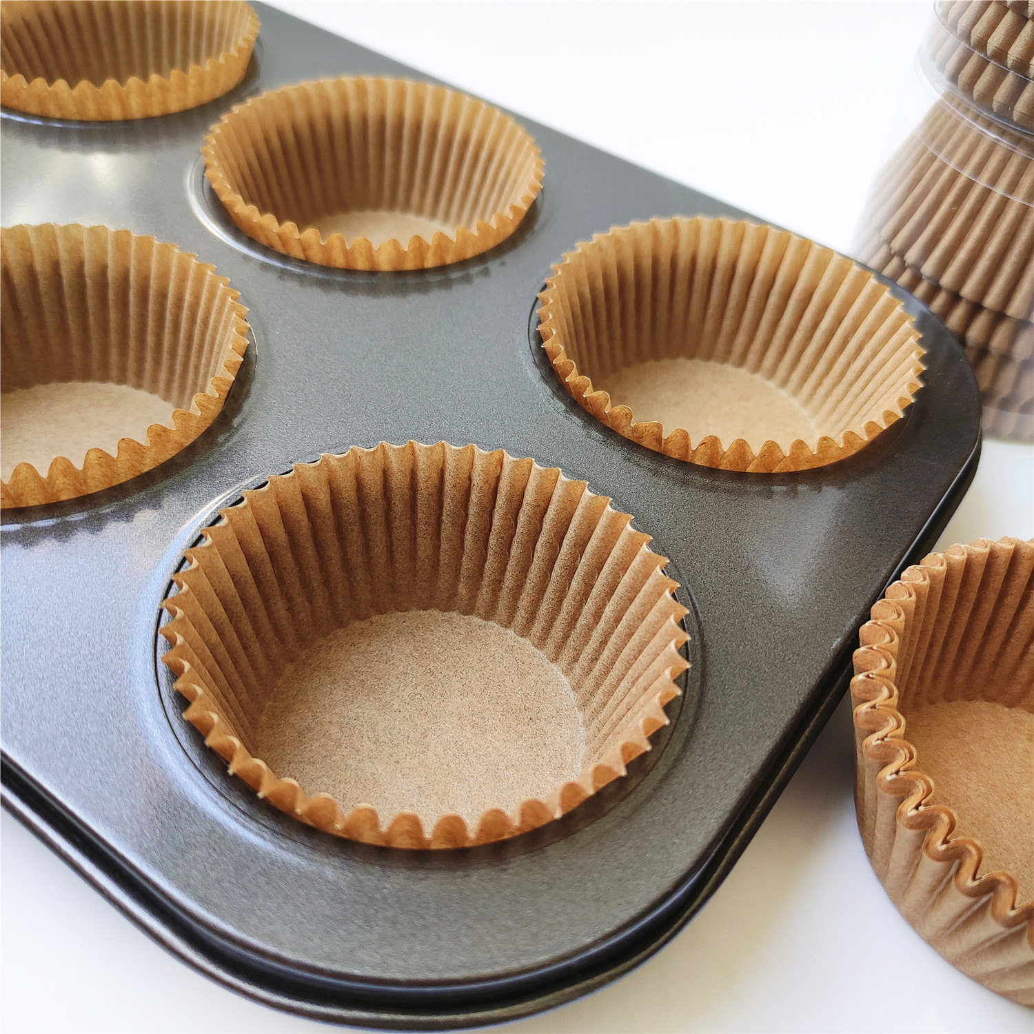 Natural Brown Greaseproof Muffin Baking Cups – 200 Pack, Eco-Friendly, Disposable Cupcake Liners
