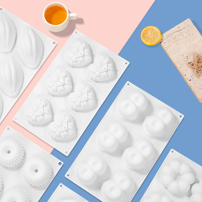 Silicone Cake Mold Set – 6 Creative Shapes Non-Stick Baking Molds for Mousse, Chocolate, Jelly