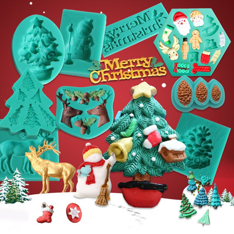 Christmas Silicone Mold Set – 12Pcs 3D Holiday Baking & Craft Molds for Chocolate, Fondant, Resin