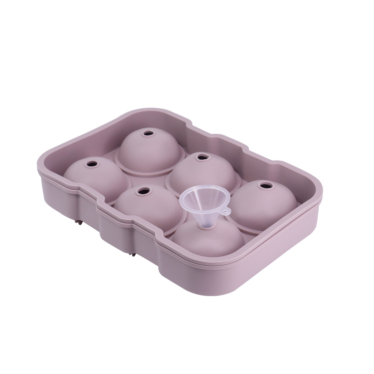 Silicone Ice Ball Mold Tray with Funnel – 6-Cavity Round Sphere Maker for Whiskey, Cocktails & Drinks