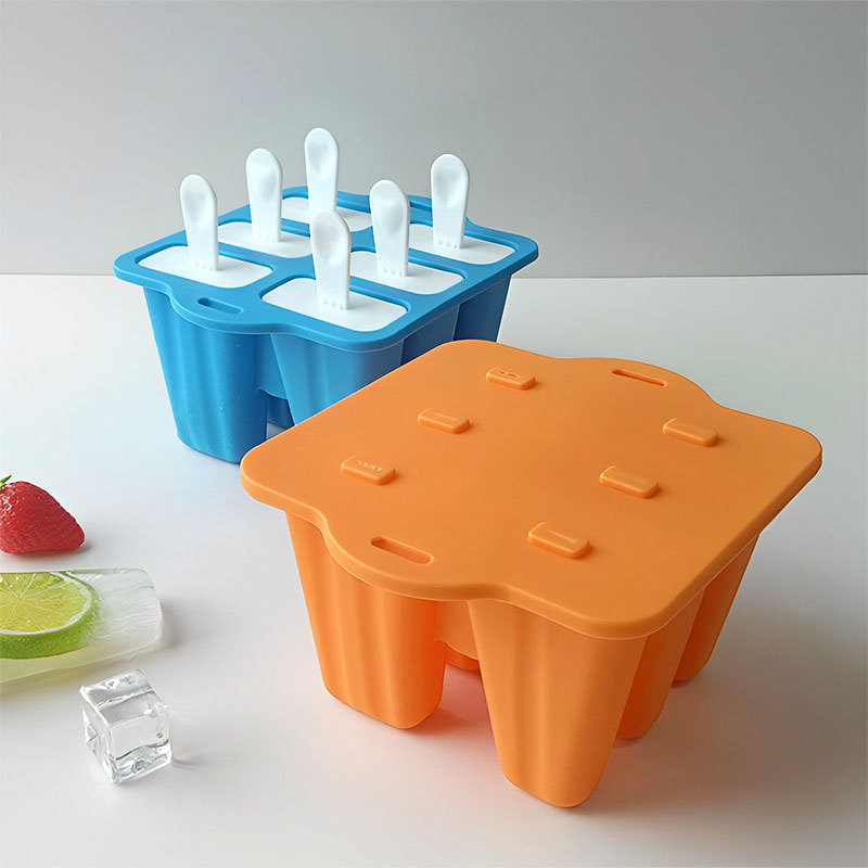 6-Cavity Silicone Popsicle Mold – Reusable Ice Cream Maker with Stick Handle – DIY Frozen Treat Tray for Kids & Adults
