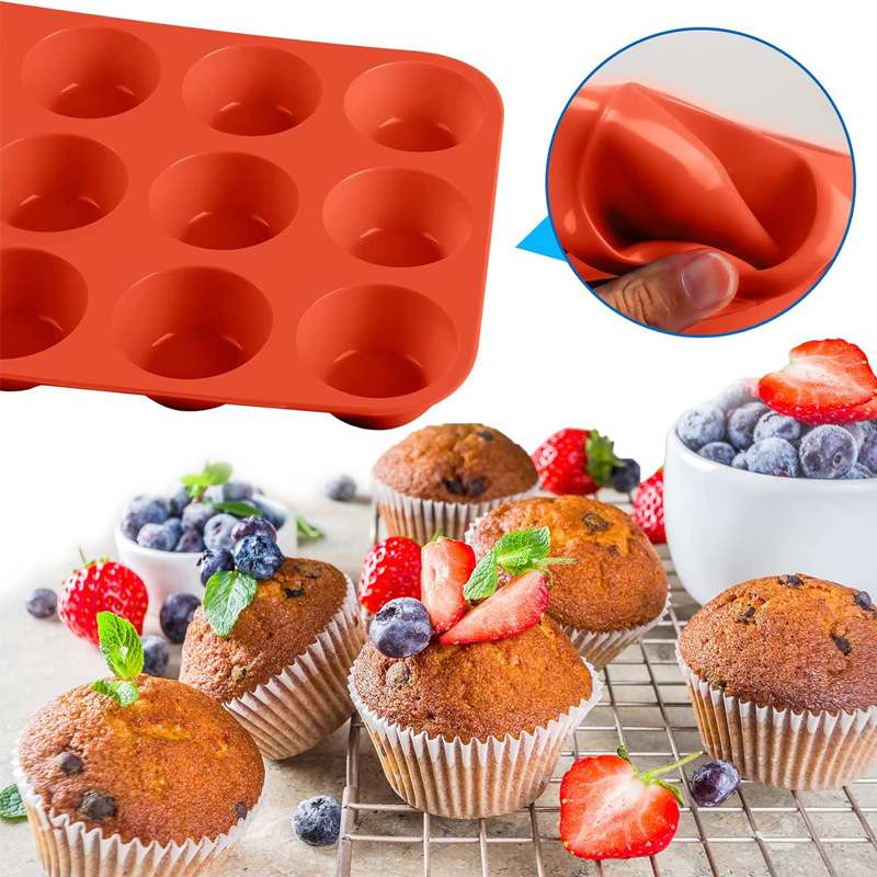12-Cavity Silicone Muffin and Cupcake Baking Tray – Nonstick, Heat-Resistant Bakeware Set