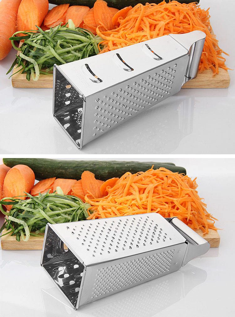 4-Sided Stainless Steel Box Grater – Multipurpose Manual Vegetable & Cheese Shredder