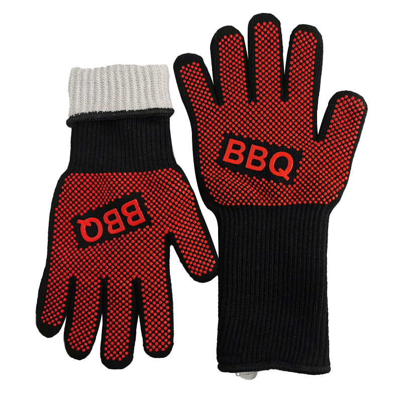 Extreme Heat Resistant BBQ Gloves – Flame Pattern Grill Gloves, 1472°F Safe, Non-Slip, One Size