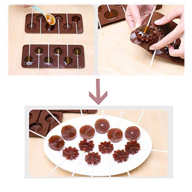 6-Cavity Swirl Lollipop Silicone Mold – Nonstick Candy & Chocolate Mould Tray