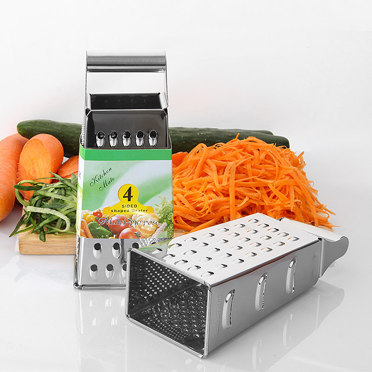 4-Sided Stainless Steel Box Grater – Multipurpose Manual Vegetable & Cheese Shredder