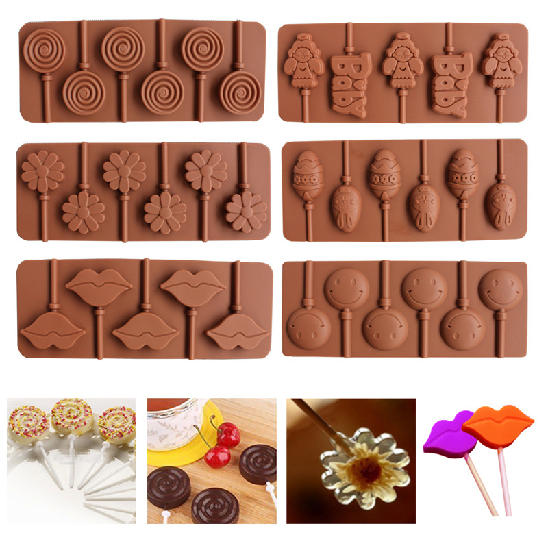 6-Cavity Swirl Lollipop Silicone Mold – Nonstick Candy & Chocolate Mould Tray