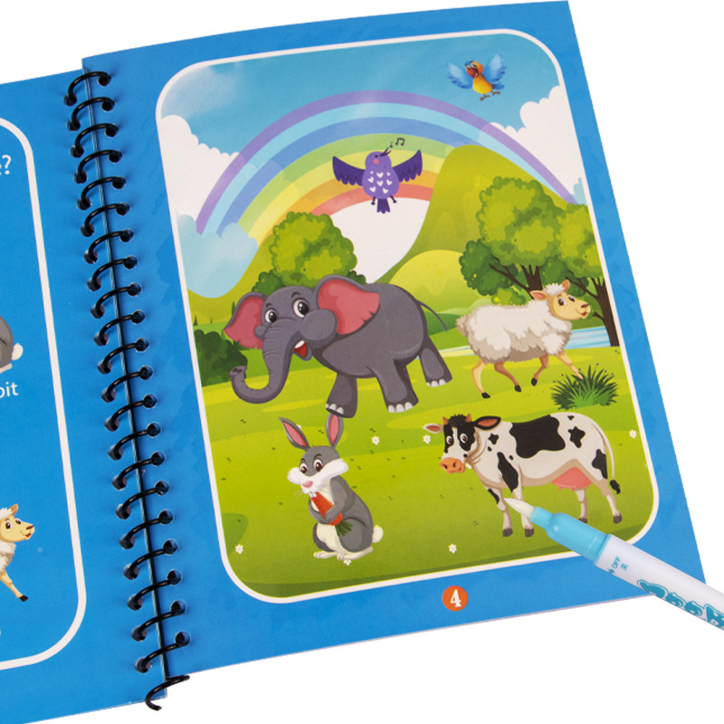 Reusable Water Drawing Book for Kids – Magic Water Painting Activity with Pen (3+ Themes)
