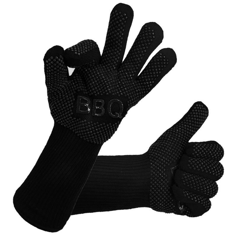 BBQ Heat Resistant Gloves – High Temperature Cooking & Grilling Mitts with Non-Slip Silicone Grip