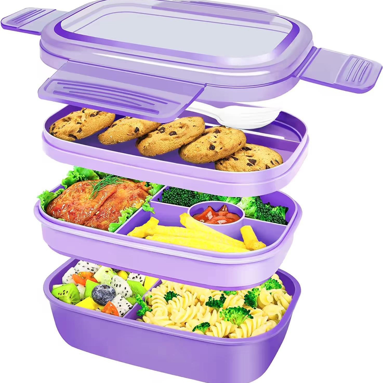Double-Layer Lunch Box with Leakproof Lid – Portable Bento Food Container for School & Office