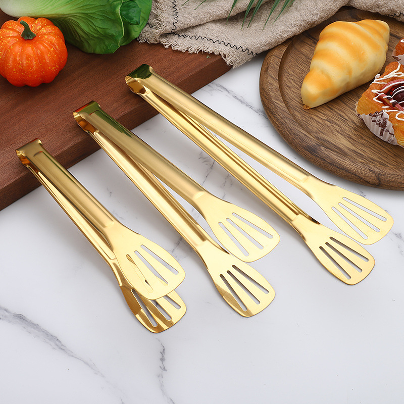 Stainless Steel Slotted Food Tongs – Heavy Duty Kitchen & BBQ Serving Tongs, Anti-Slip Grip