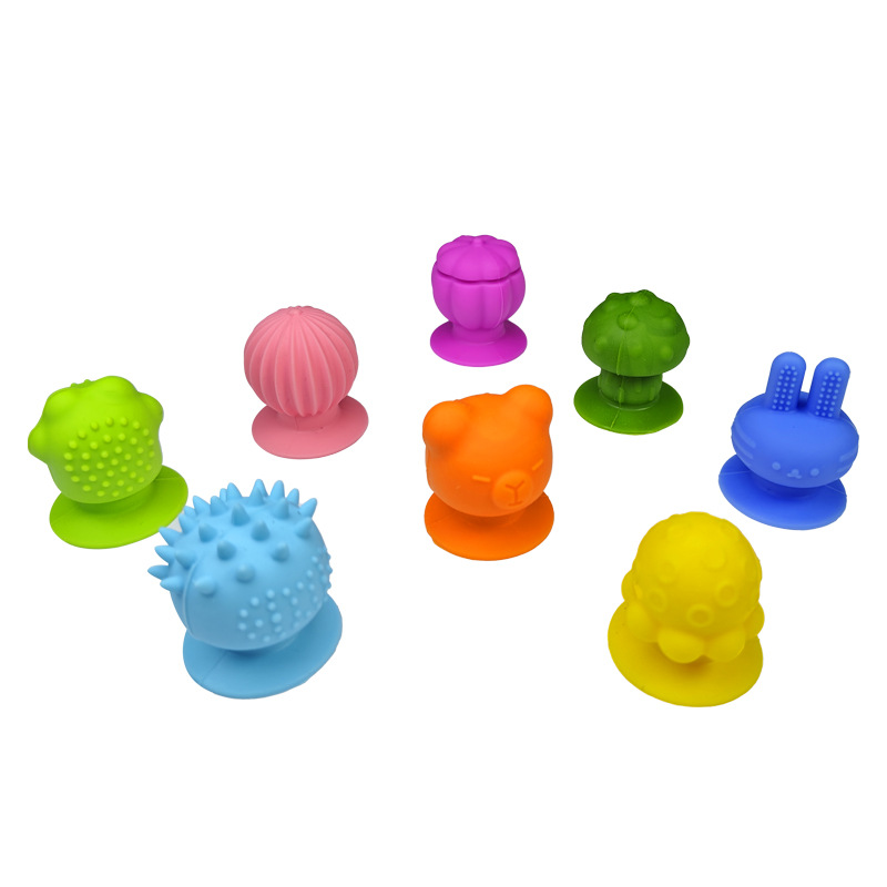 Sensory Silicone Suction Toys - 9PCS Textured Fidget Set for Kids