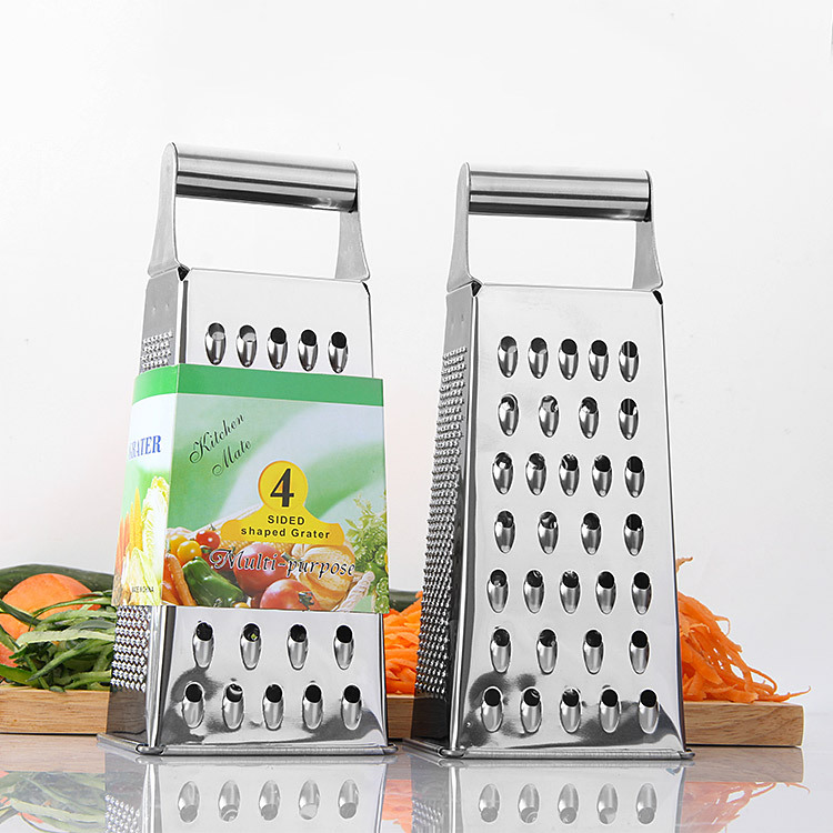 4-Sided Stainless Steel Box Grater – Multipurpose Manual Vegetable & Cheese Shredder
