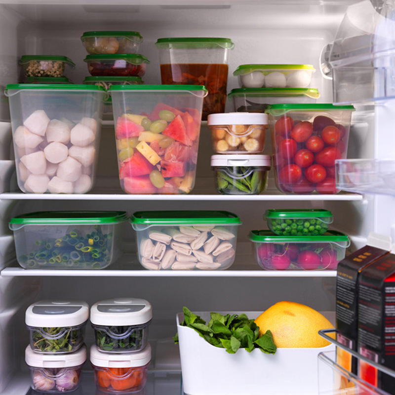 Airtight Plastic Food Storage Containers Set – Multi-Size, Stackable & Reusable with Green Lids