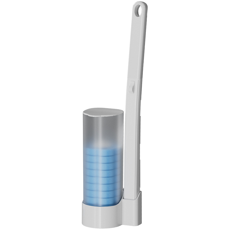 Disposable Toilet Brush with Refill Cleaning Tablets – Long Handle Toilet Scrubber and Holder Set