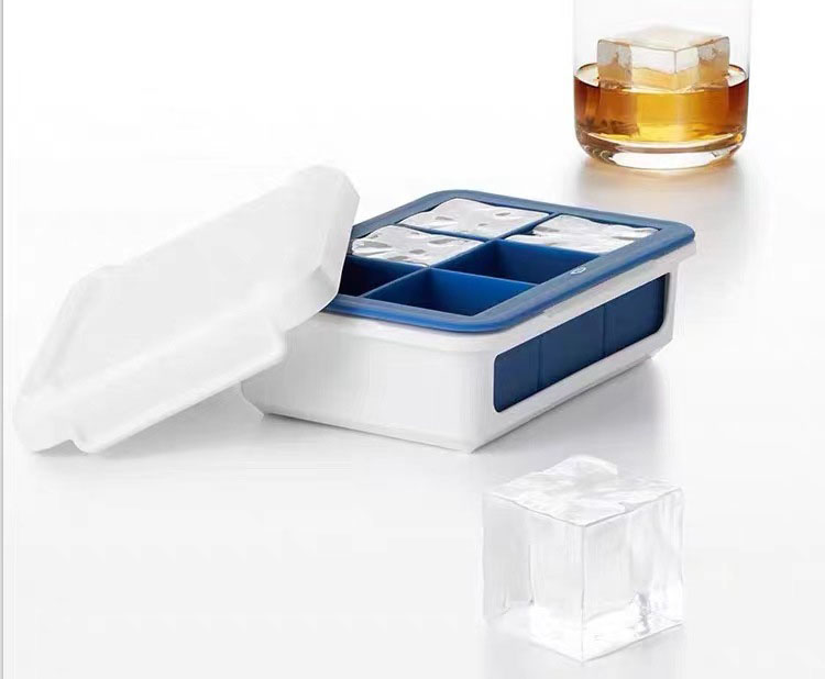 Large Square Ice Cube Tray with Easy Release & Storage Box