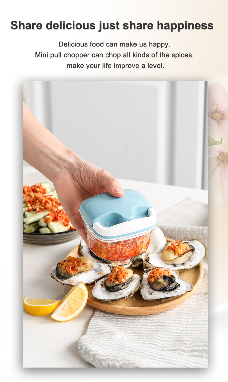 Manual Food Chopper with Pull Cord – Multifunction Vegetable & Garlic Mincer