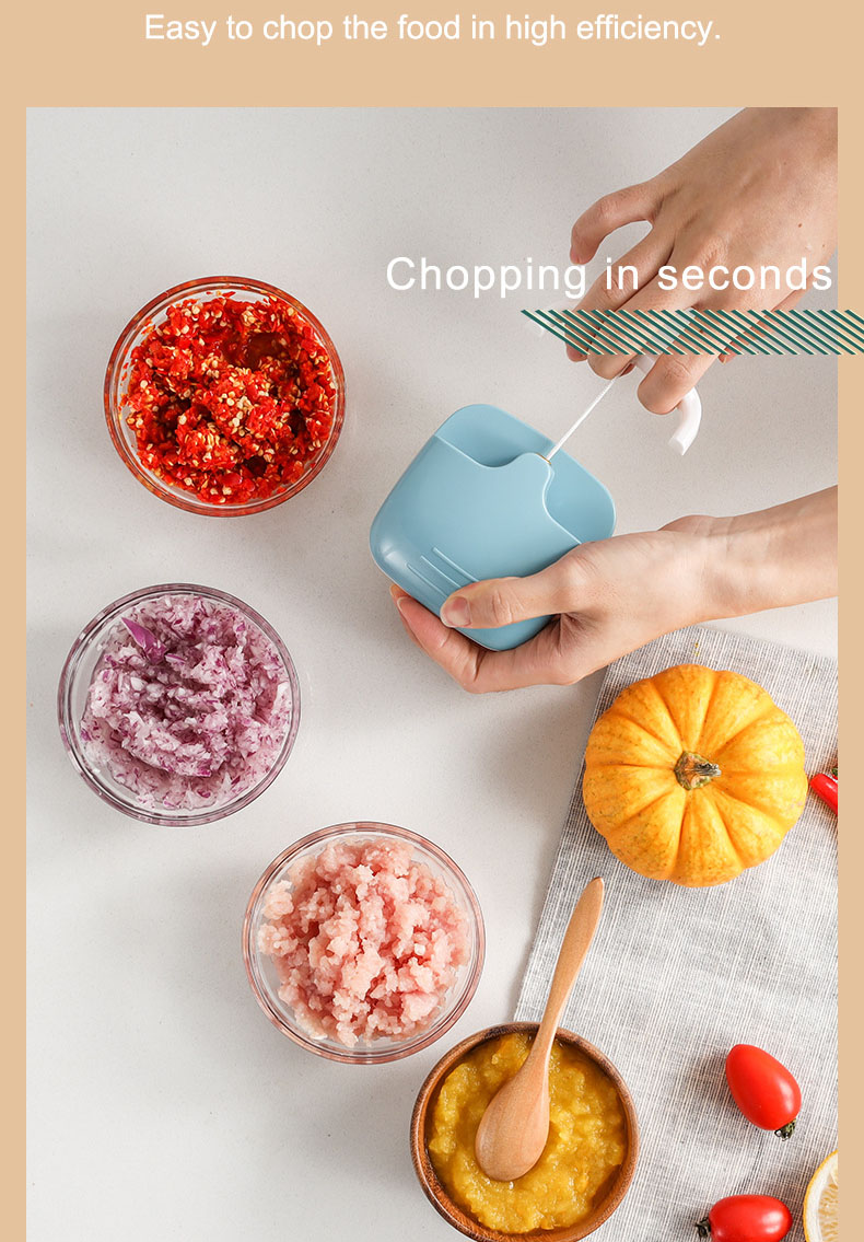 Manual Food Chopper with Pull Cord – Multifunction Vegetable & Garlic Mincer