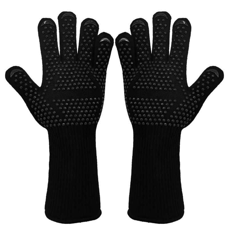 Extreme Heat Resistant BBQ Gloves – Flame Pattern Grill Gloves, 1472°F Safe, Non-Slip, One Size