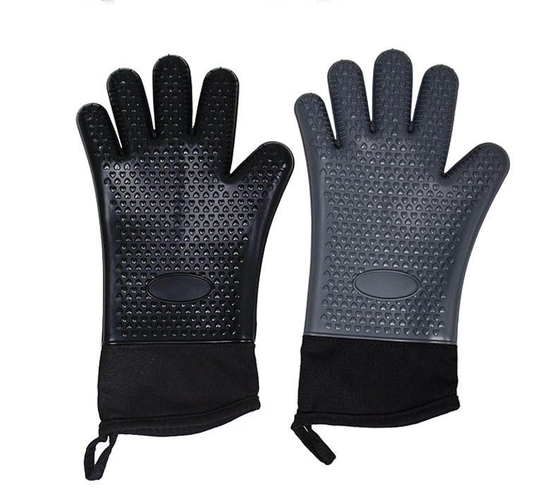 Silicone Heat Resistant Oven Gloves – Non-Slip Waterproof Cooking & BBQ Mitts with Cotton Lining