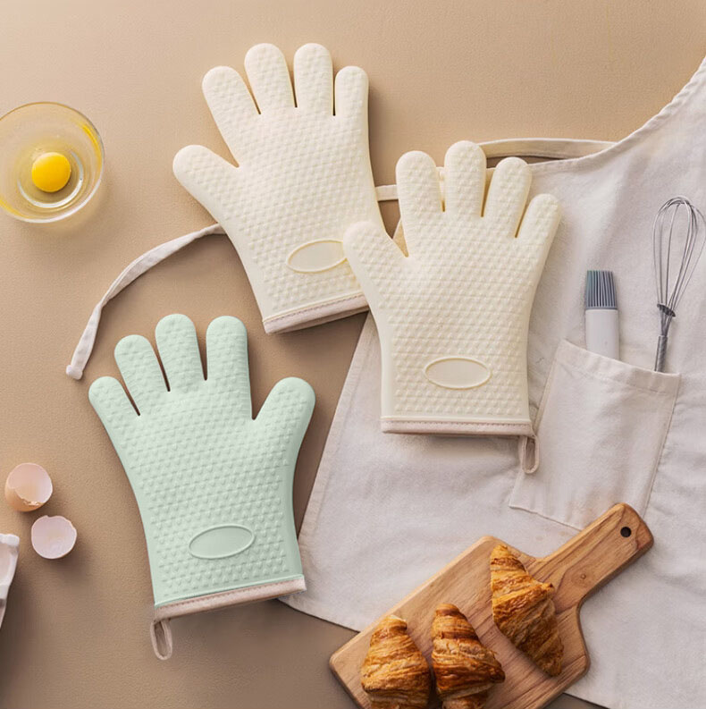 2-Pack Silicone Oven Mitts – Heat Resistant Non-Slip Cooking & Baking Gloves with Cotton Lining