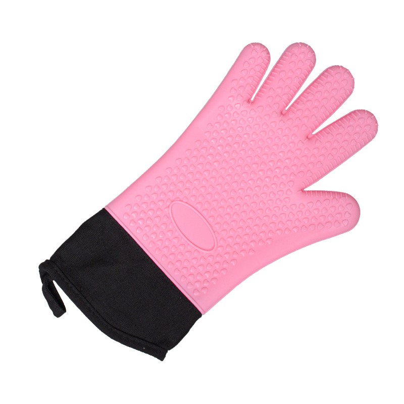 Extended Silicone Oven Glove – Heat Resistant BBQ Mitt with Non-Slip Grip & Fabric Cuff