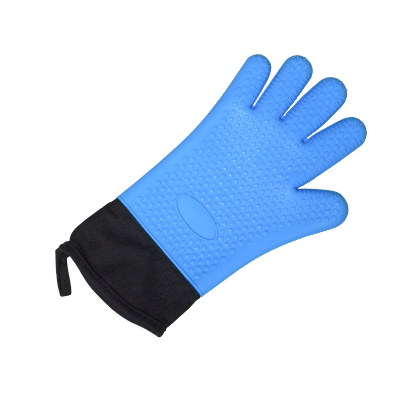 Extended Silicone Oven Glove – Heat Resistant BBQ Mitt with Non-Slip Grip & Fabric Cuff