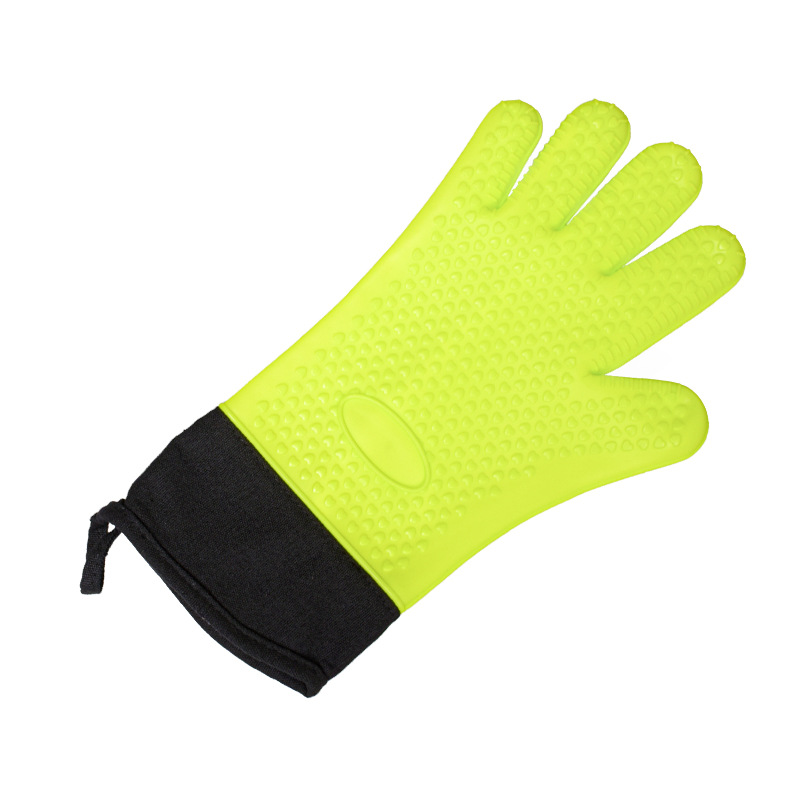 Extended Silicone Oven Glove – Heat Resistant BBQ Mitt with Non-Slip Grip & Fabric Cuff