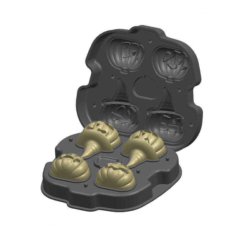 Halloween Pumpkin Silicone Ice Mold - 4 Cavity with Funnel