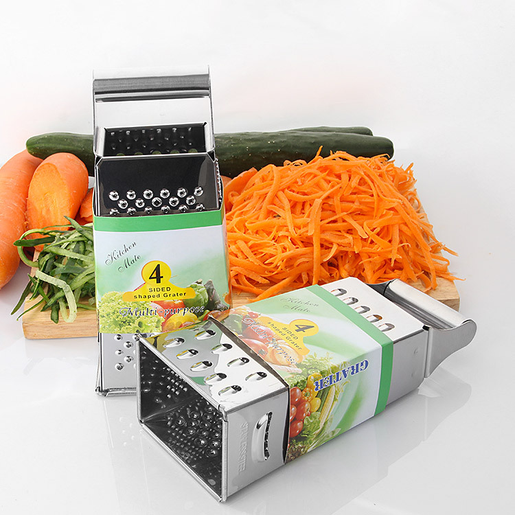 4-Sided Stainless Steel Box Grater – Multipurpose Manual Vegetable & Cheese Shredder