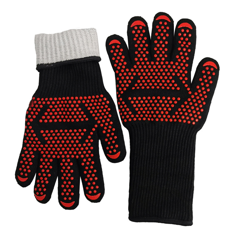 Extreme Heat Resistant BBQ Gloves – Flame Pattern Grill Gloves, 1472°F Safe, Non-Slip, One Size
