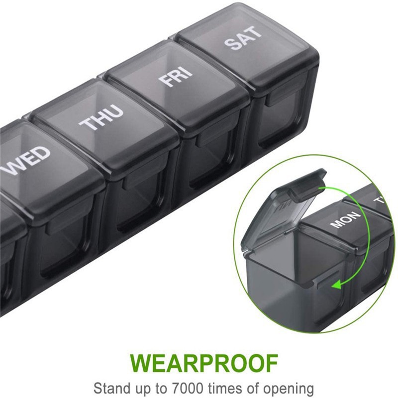 7-Day Weekly Pill Organizer Box – BPA-Free Portable Pill Case with Daily Compartments – Travel Medicine Holder