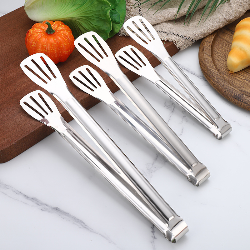 Stainless Steel Slotted Food Tongs – Heavy Duty Kitchen & BBQ Serving Tongs, Anti-Slip Grip