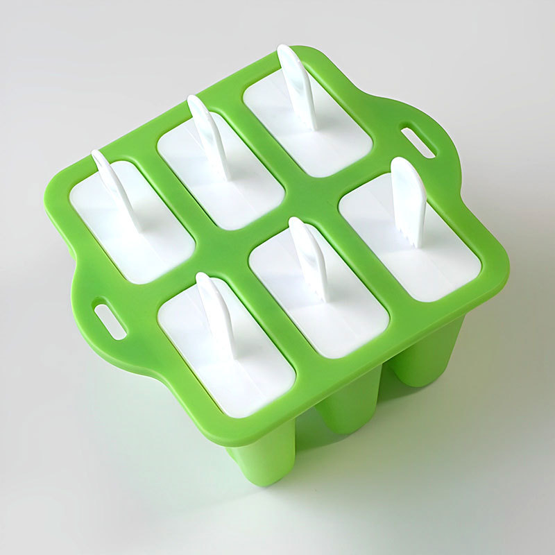 6-Cavity Silicone Popsicle Mold – Reusable Ice Cream Maker with Stick Handle – DIY Frozen Treat Tray for Kids & Adults