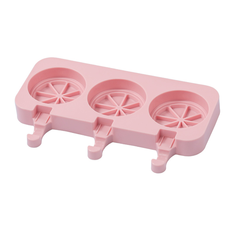 Silicone Ice Cream Mold – 3-Cavity Round Wheel Popsicle Maker for Homemade Frozen Treats