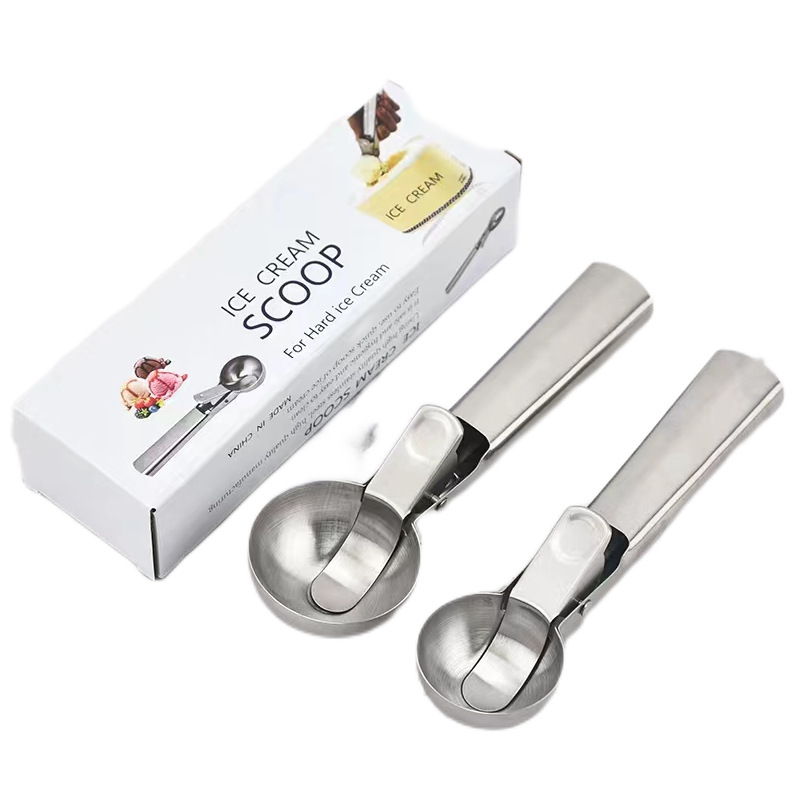 Stainless Steel Ice Cream Scoop with Trigger – Heavy-Duty Release Spoon for Hard Ice Cream